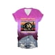 thumbnail image 1 of Camisetas de Manga Corta para las Mujeres, Estampado de Moda Cuello en V Camiseta Superior, Casual Fuera de la Blusa de Poliéster Ligero, 1 of 2