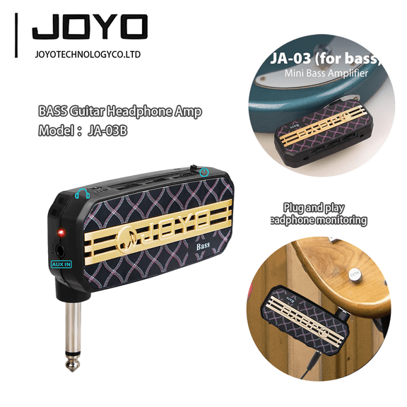 Joyo Bass Headphone Amp Plug and Play, Compact Practice Amplifier with Mixer & Tone Controls, Battery Powered