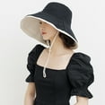thumbnail image 5 of Sombrero de ala ancha para mujer, sombrero para el sol de algodón, plegable, reversible, con borde con cable, protección UV, verano, playa, viaje, jardín, 5 of 5