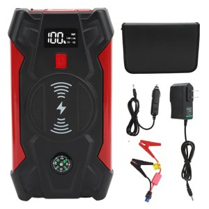 39800mAh Jump Starter 1200A LED Display Wireless Charger Power Bank for 12V Car Motorcycle (100‑240V) US Plug
