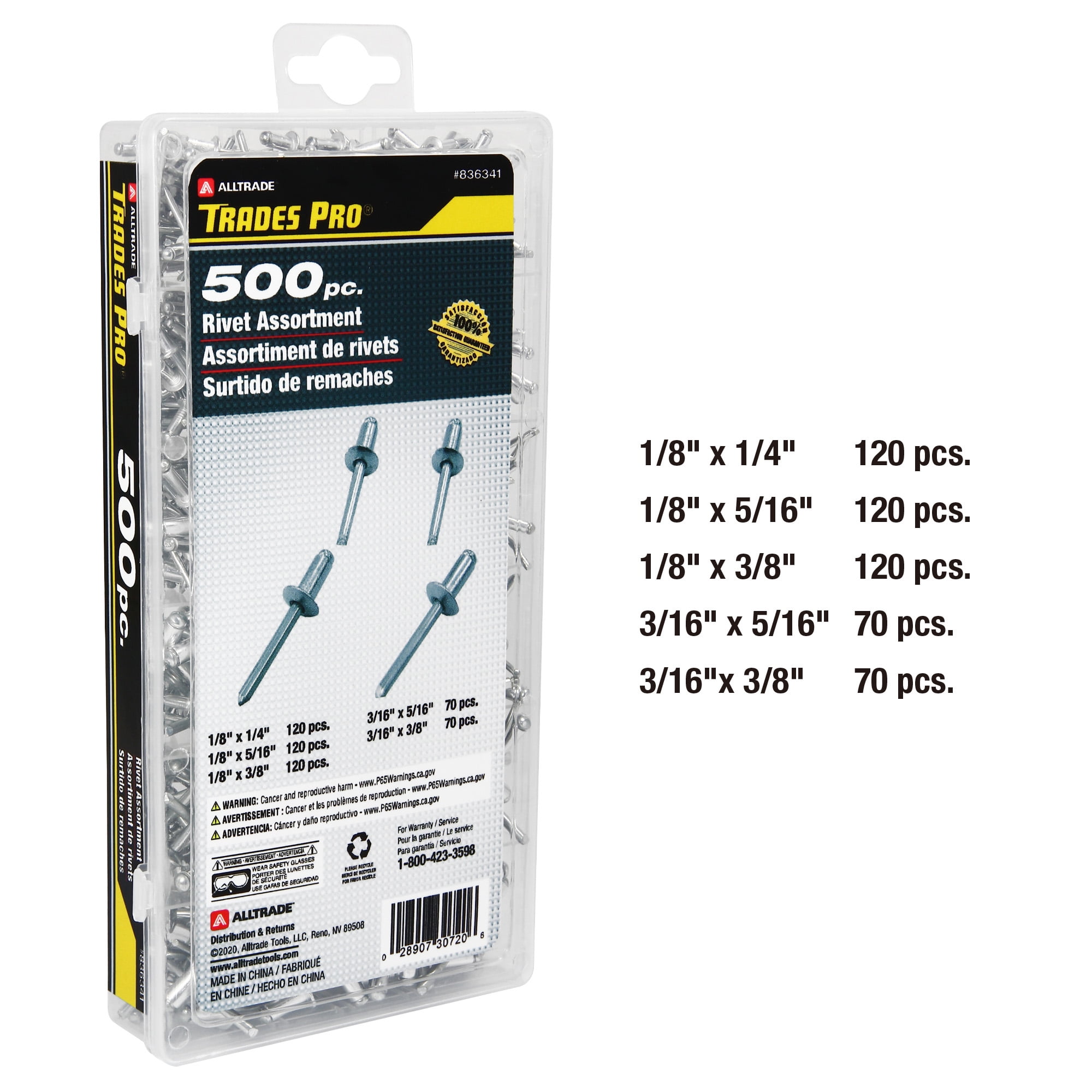 Trades Pro- 500 pc Aluminum Rivet Assortment -