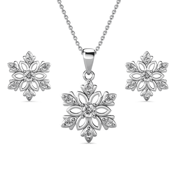 Cate & Chloe Sunny 18k White Gold Plated Jewelry Set with Swarovski Crystals for Women, Gift for Her
