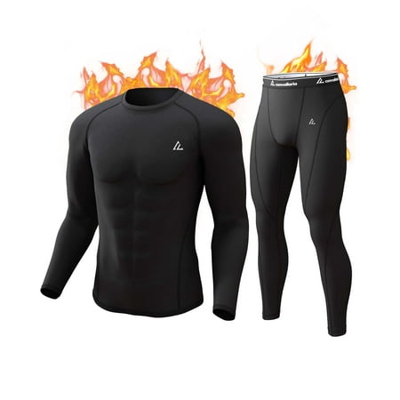 CL convallaria Thermal Underwear for Men Long Johns Fleece Lined Hunting Gear Set Base Layer for Cold Weather S-3XL
