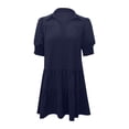 thumbnail image 6 of Womens Summer Dresses Plus Size Casual Turndown Collar Short Sleeve Fold Solid Color V-Neck Wedding Guest Dress, 6 of 8