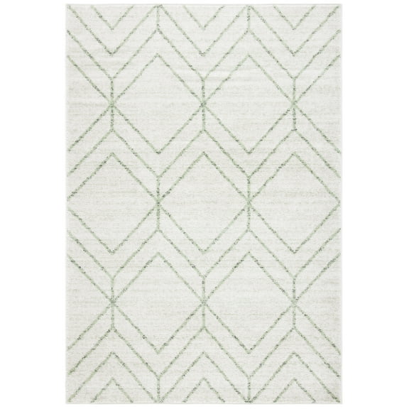 SAFAVIEH Adirondack Caitriona Geometric Squares Area Rug, Ivory/Sage, 5'1" x 7'6"