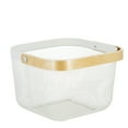thumbnail image 6 of Simplify Mesh Decorative Storage Basket with Bamboo Handle, White, 6 of 8