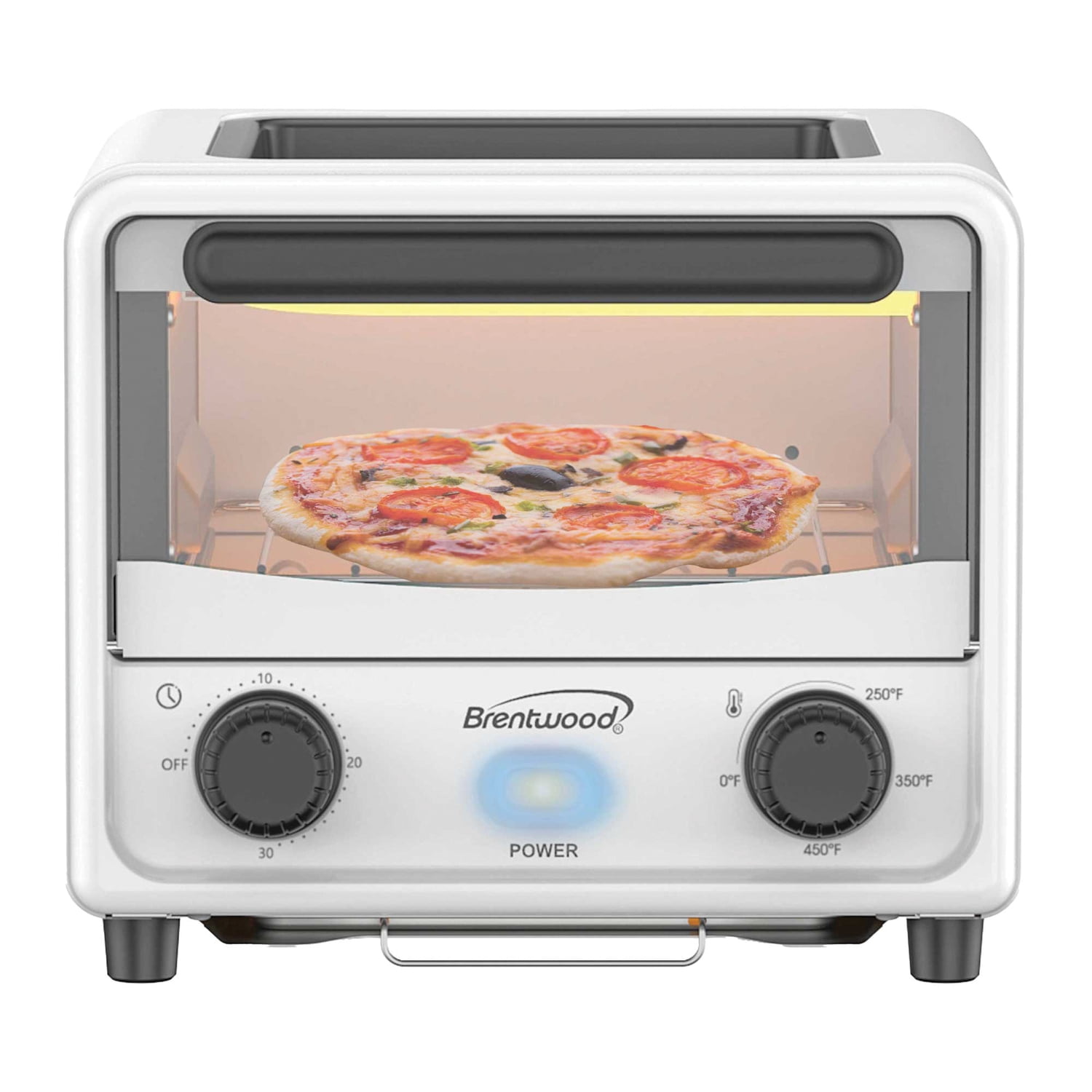 Brentwood 500 W Stainless Steel Mini Toaster Oven, White