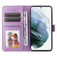 thumbnail image 3 of Wallet Case for Samsung Galaxy S23 Plus, Exquisite Flower Embossed Pattern Magnetic Clasp PU Leather Flip Folio Cover with Kickstand Card Slots Holder Soft Silicone Shockproof Case,Purple, 3 of 9