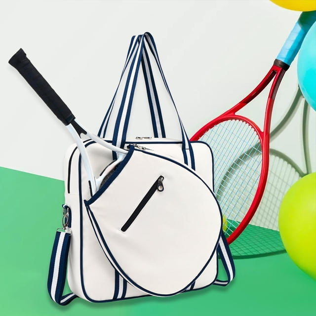 Tennis Racket Shoulder Bag with Front Tote Handbag Stylish Multipurpose Large Capacity Anti Scratches for Outdoor Activities Blue