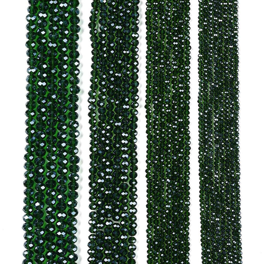 20 strand Electroplate Glass Beads Strands Pearl Luster Plated Faceted Rondelle Dark Green 8x6mm Hole: 1mm 64~65pcs/strand 40~41cm