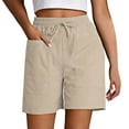 thumbnail image 2 of AKGEAMN Women's Solid Color High Waist Loose Casual Shorts with Pockets, Beige S-XXL, 2 of 5