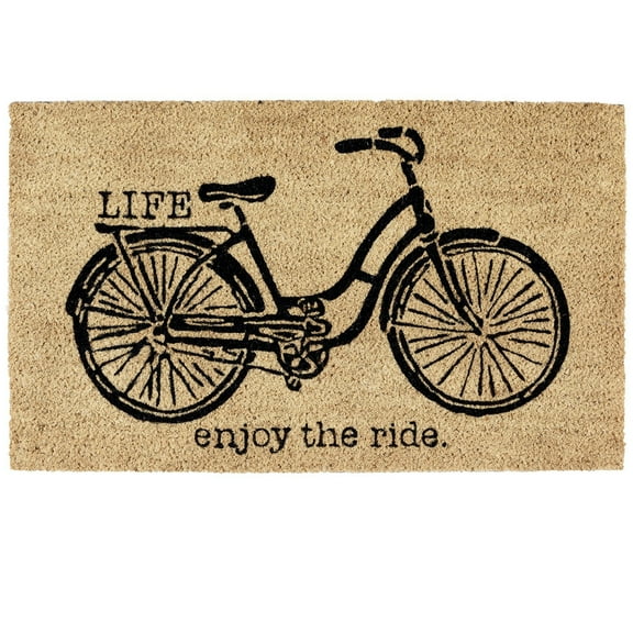 DII Natural Coir Doormat, Fun Greeting Mat, Bicycle, 17x29"