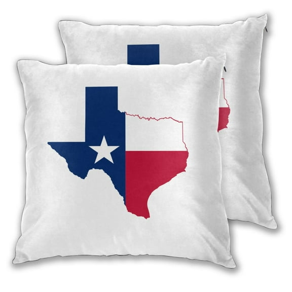 Texas Flag Map Couch Square Decorative Throw Pillow Covers Set of 2 for Sofa Bed Cushion Covers Home Decor 18"x18"