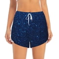 thumbnail image 2 of Yiaed Sparkling Blue Glitter Print Women's Running Shorts with Liner 3 Zipper Pockets Elastic Workout Athletic Gym Yoga Shorts-Small, 2 of 7