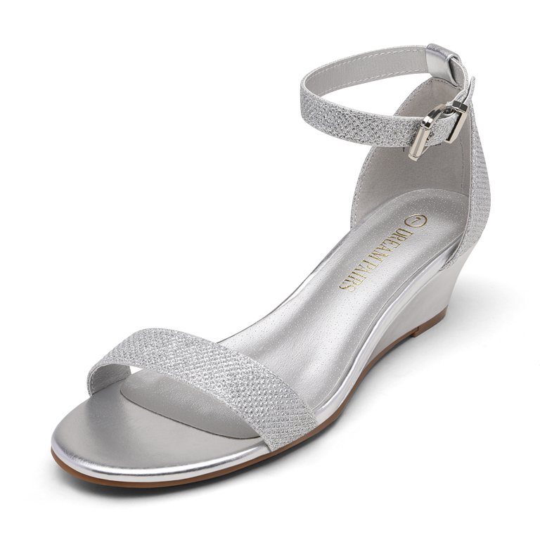 【COLOR iN ID】Lab Glad Low Sandals Women Low Wedge Heel Sandals Open Toe Ankle Strap Buckle