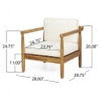 Euroco Outdoor Club Chair Set with Water-Resistant Cushions, Acacia Wood Frame and Slatted Back Design for Patio, Deck, or Garden