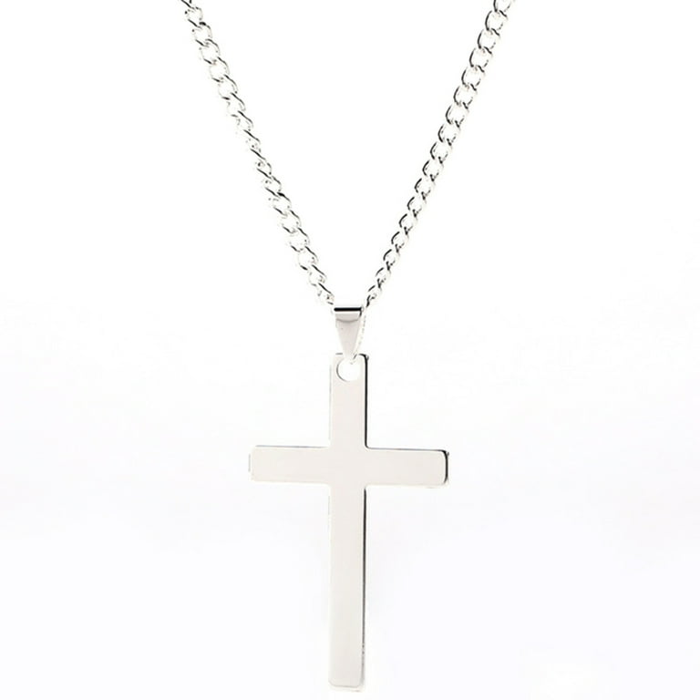 Mens Cross Necklaces Stainless Steel Silver Black Gold Layered Chain Lead free Nickel free Smooth and Excellent Water Resistance Christian Cross