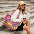 thumbnail image 5 of ZUXONGSY Mexico Skull Print Women’s Reversible Quilted Top Handle Bag, Large Capacity Tote Handbag Shoulder Satchel with Multi-Pocket, Classic for Work, Travel & Daily Use, Pink, 5 of 6