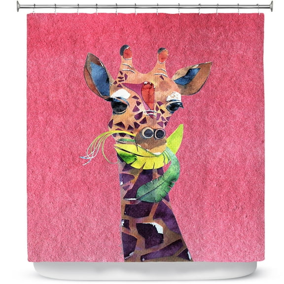 Shower Curtains 70" x 84" from DiaNoche Designs by Marley Ungaro - Giraffe Pink