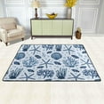 thumbnail image 2 of SKYSONIC 72x48in Cartoon Seashell Coral Area Rug, Blue Sea World Non-Slip Floor Carpet for Indoor Living Dining Room and Bedroom Area, 2 of 7
