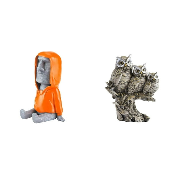 Estatua De Búho Con Cabeza De Isla De Pascua, Retrato Antiguo, Escultura Animal Moderna, Figura De Resina Para Escritorio, Dormitorio, Estantería, Sala De Estar, Decoración De Oficina