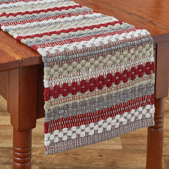 Park Designs Farmhouse Holiday Chindi Table Runner - 54"L - Gray