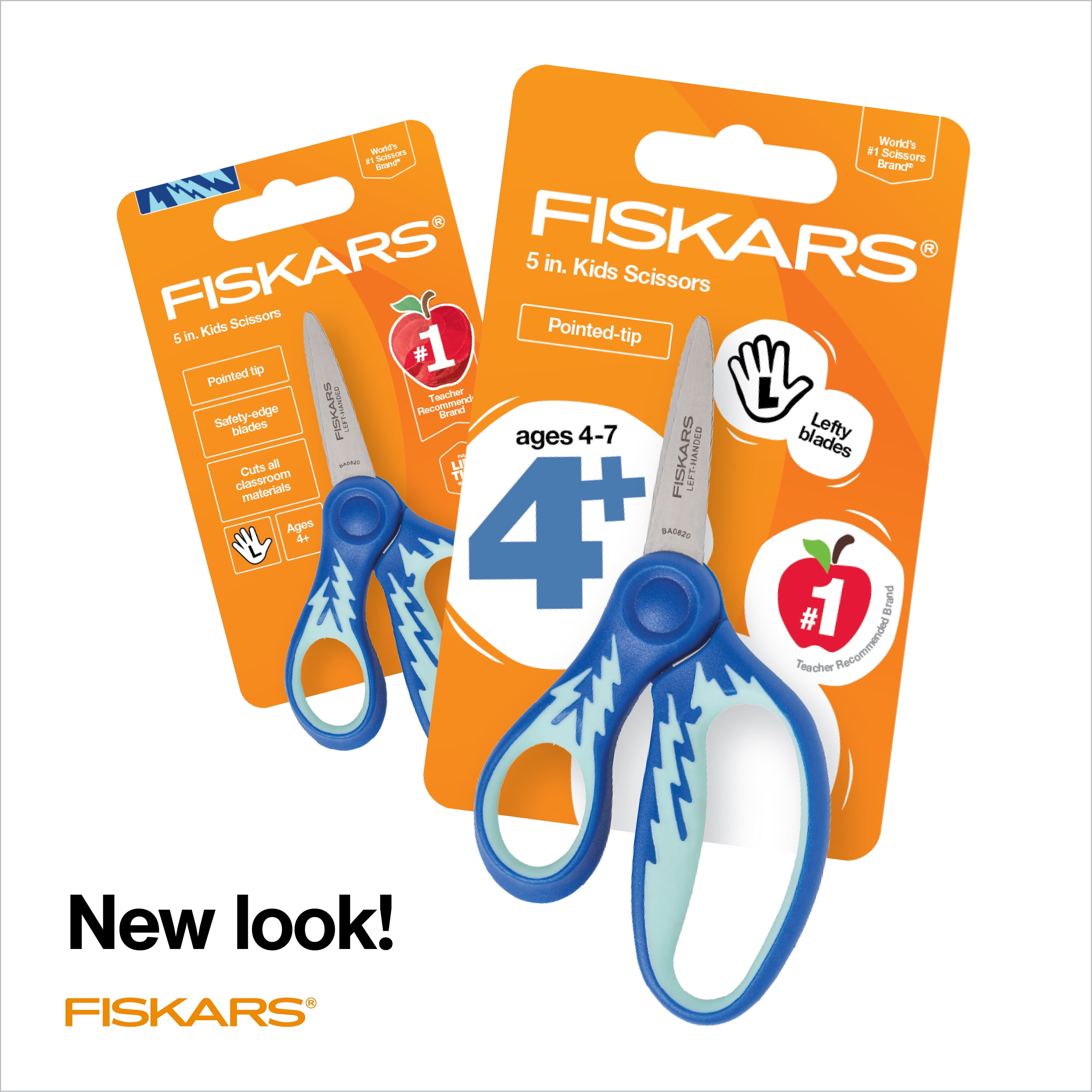 Fiskars Softgrip Scissors for Kids, 5 Length, 1-3/4 Cut, Pointed