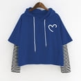thumbnail image 4 of Sudadera de terciopelo Gibobby con cremallera estampada para mujer informal Manga larga con capucha azul L, 4 of 4