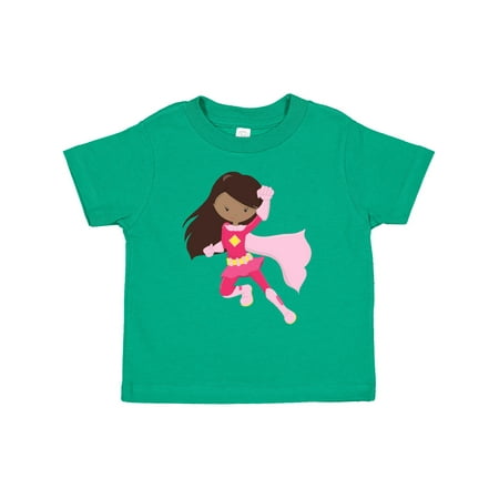 

Inktastic African American Girl Superhero Girl Pink Cape Gift Toddler Toddler Girl T-Shirt