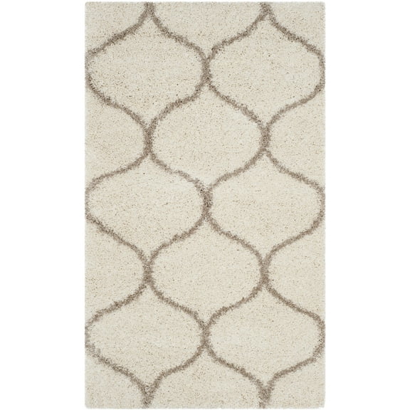SAFAVIEH Hudson Arline Geometric Shag Area Rug, Ivory/Beige, 4' x 6'