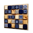 thumbnail image 2 of Designart "Boho Blue colors tiles In Blue and Orange"Boho Tiles Metal Wall Art Blue Traditional Living Room Wall Art, 2 of 6