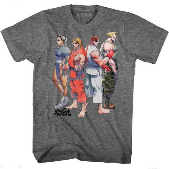 Street Fighter Sf2 Lineup Graphite Heather Adult T-Shirt 5Xl