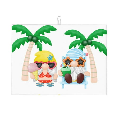 

Jgfou Gnomes Summer Beach1 Print Dish Drying Mat Large Dish Drying Mats for Kitchen Counter Easy Clean Dish Mat Kitchen Drying Mat 18 x24