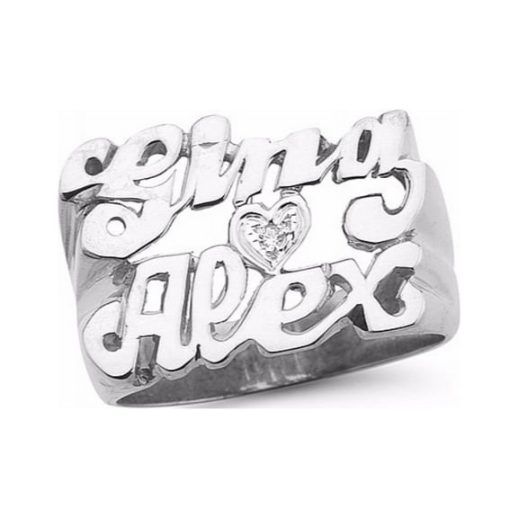 Personalized Diamond Double Name Ring 13MM 14K Yellow or 14K 14K White Gold.  Special Order, Made to Order. LOVE PLR087W