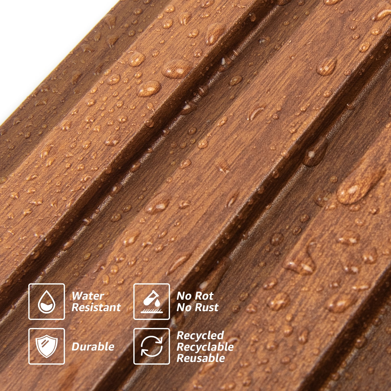 Art3d Slat Wall Panels, WPC Soundproof 3D Wall Paneling, 8-Pack 96 x 6 in. Teak