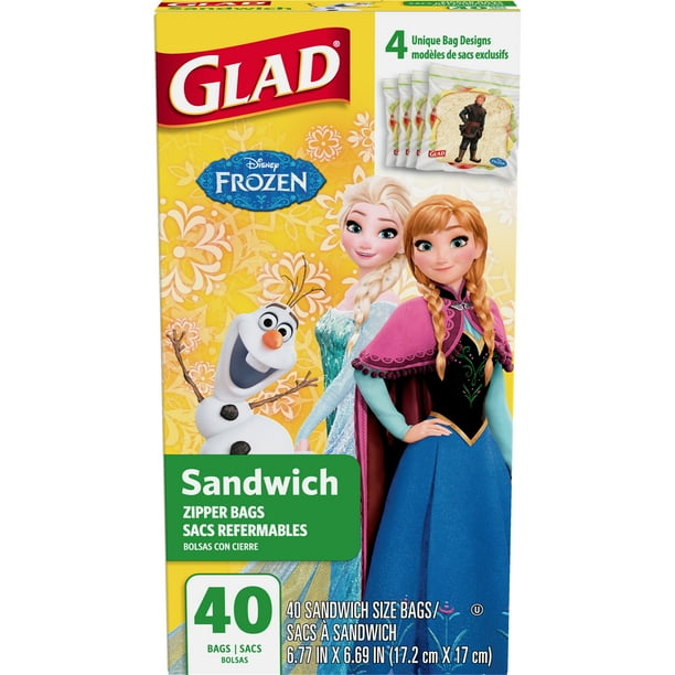 Glad Zipper Food Storage Sandwich Bags, Disney Frozen, 40 ct Walmart