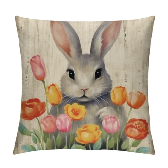 Heduofu Easter Throw Pillow Covers Spring Easter Pillow Covers Easter Bunny Eggs Hunt Truck Cushion Covers Pillow Cases for Home Outdoor Sofa Couch Decoration White
