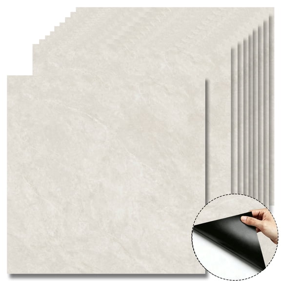 10Pcs Warm Beige Soft Marble Vein Peel and Stick Floor Tiles,12x12 In 10 Sq.Ft,Self-Adhesive Waterproof Vinyl Flooring,Wear Resistant for Living Room,Bedroom