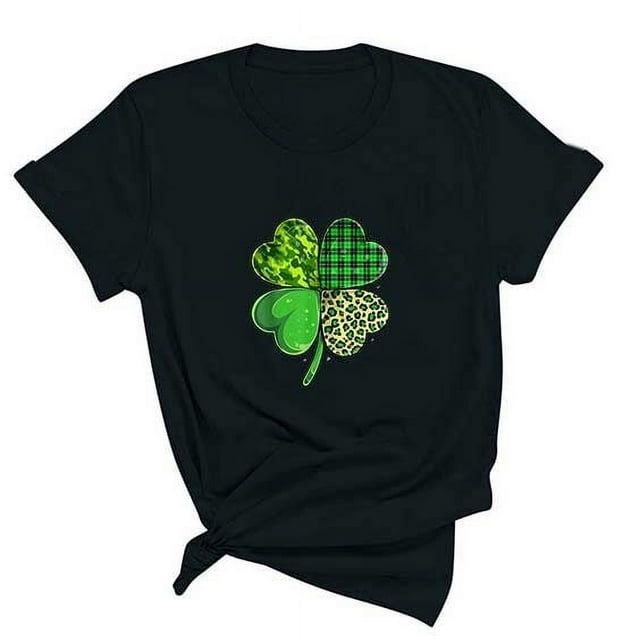 T-Shirt de la Saint-Patrick pour Femmes Mode Saint-Patrick Imprimé Col Rond Manches Courtes T-Shirt Décontracté Haut T-Shirts de la Saint-Patrick pour Femmes