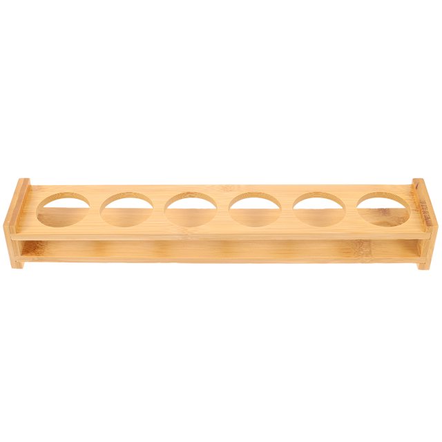1 soporte de bambú para copas de vino tinto, creativo, con 6 agujeros para posavasos.