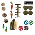 thumbnail image 1 of Juego de juguetes para morder con forma de bola de madera de manzano, con combinación de paja, conejo y alfalfa, 1 of 6