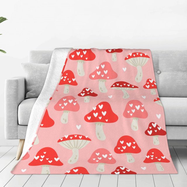 Fotbe Cute Mushroom1 Manta de Franela Acolchonada con Estampado, Súper Suave y Esponjosa, Extra Grande para Sofá, Cama, Uso Todo el Año-50"x40"