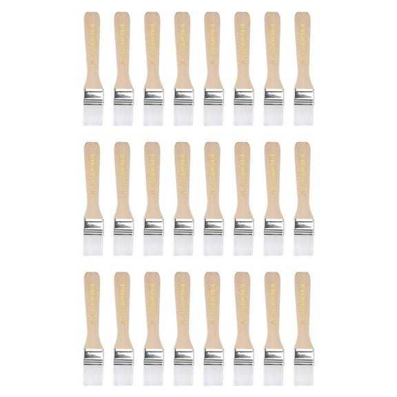 Uxcell 24Pcs 5.5" Paint Brush 1" Width Soft Nylon Bristle with Wood Handle for Wall, Cabinets, Fences White