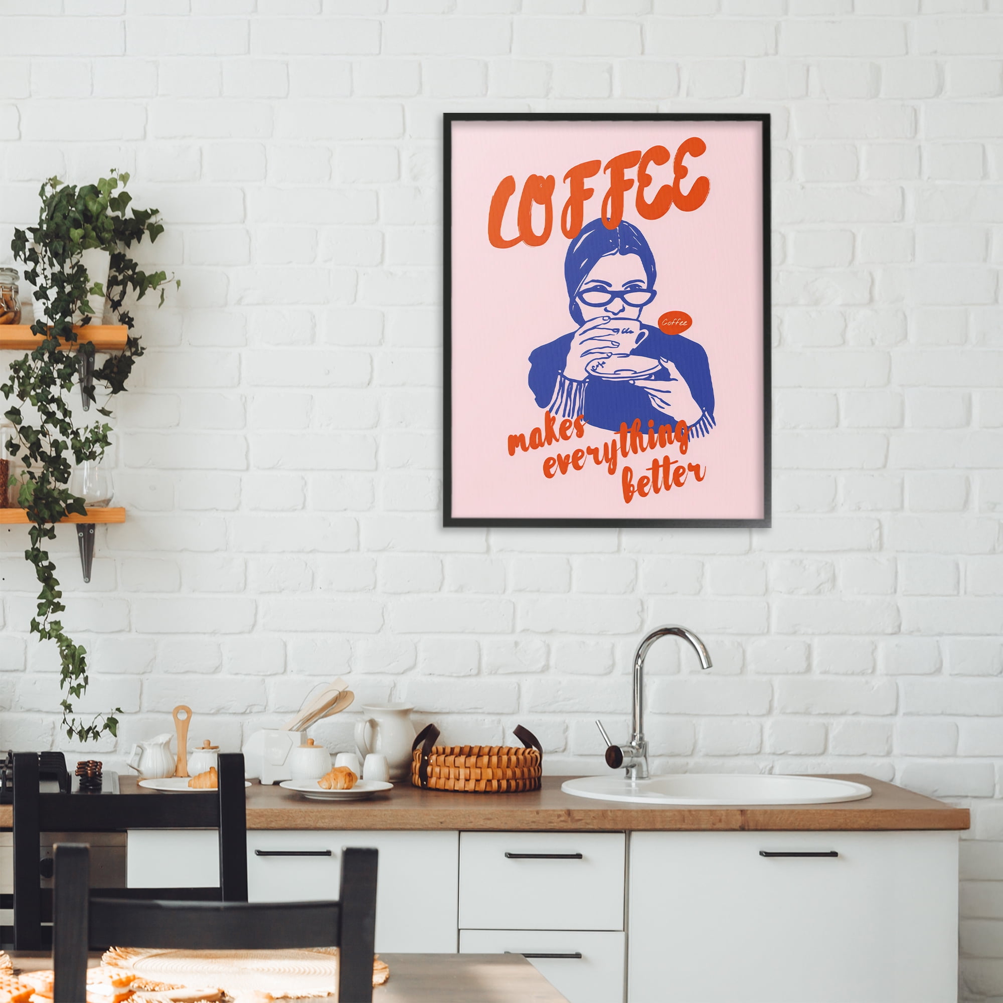 Stupell Industries Coffee Makes Everything Better Black Framed Giclee Art, design by The Prints Vibe