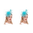 thumbnail image 3 of Minnieouse Tocado de boda con flores para el pelo, mano de obra fina, estilo Retro exquisito, adorno para el pelo de fiesta europea, Clip de malla Azul brillante 2piezas, 3 of 6