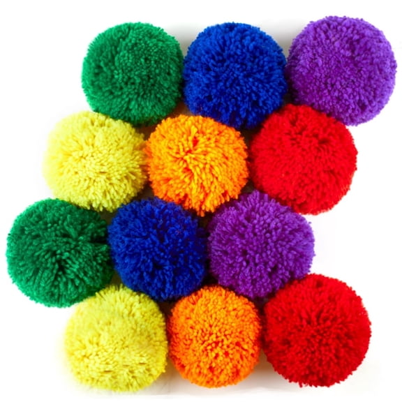 12-Pack Soft Fleece Balls Large 4-inch Dodgeball Playground Balls, Rainbow Pack Size for Dodge Ball, Handball, Camps and Schools Blue,Green,Orange,Purple,Red