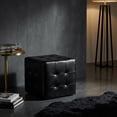 thumbnail image 5 of Cortesi Home Braque Black Tufted Cube Ottoman in Leather like Vinyl, 5 of 6