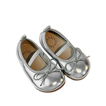 Loliuicca Baby Girl Dress Flats Soft Soles Bow Mary Jane Shoes Walking Shoes