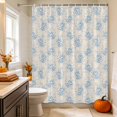 thumbnail image 3 of Blue Floral Shower Curtain Set - Standard 72" x 72" Washable Bathtub Curtain with 12 Hooks, Summer Coastal Flowers Plants Beige Waterproof Fabric Stall Shower Curtains for Bathroom/Bathtub Décor, 3 of 8