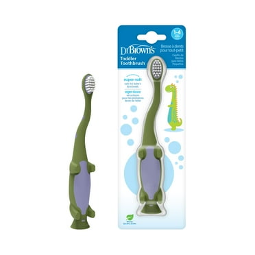 Dr. Brown's Baby & Toddler Training Toothbrush with Soft Bristles, Green Dinosaur, 1-4 Years, 1 Pack